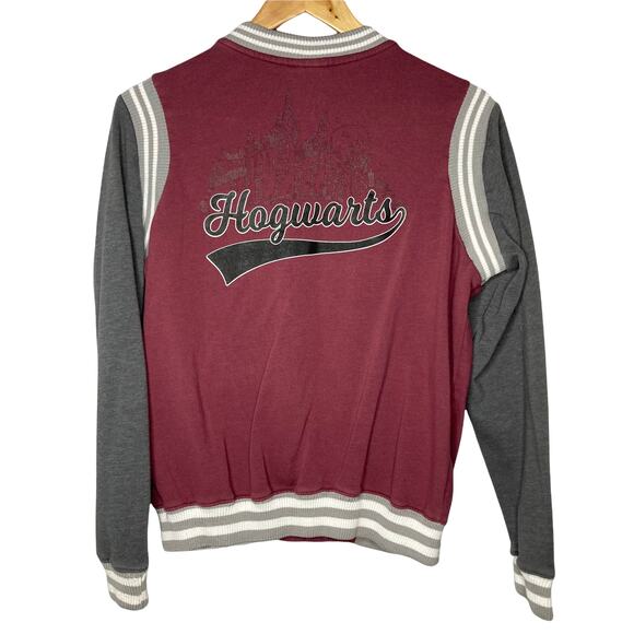 Harry Potter Hogwarts Juniors Maroon Varsity Sweater Jacket Size Large - Picture 8 of 12